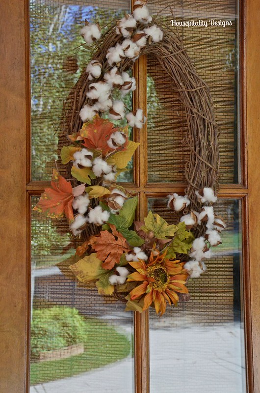 Fall leaves and cotton wreath - Housepitality Designs