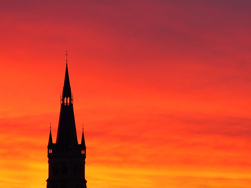 sunset orange church silhouette dusk champagne olympus spire epernay épernay