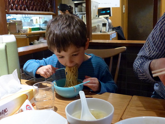 Noodle boy eats again!