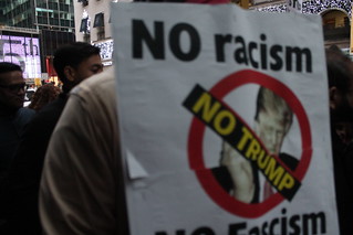 New Yorkers protest Donald Trump and media racism