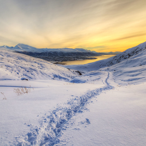 winter sunset sky mountain snow mountains norway norge tracks tromsø troms kvaløya canonef24105mmf4lisusm kingdomofnorway canoneos6d