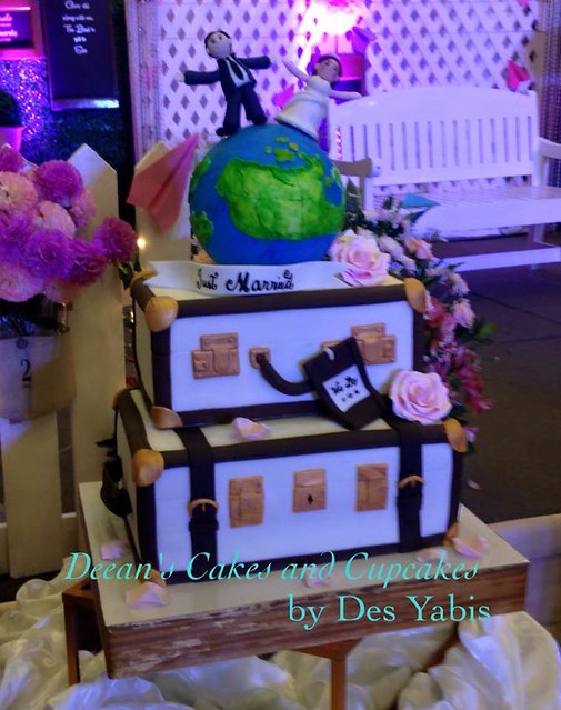 Travel Themed Wedding Cake by Desiree Rivera Yabis of Deean's Cakes and Cupcakes