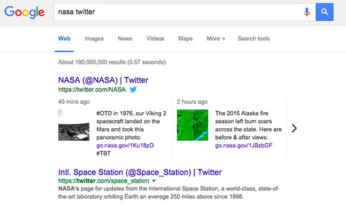Twitter results in Google Search