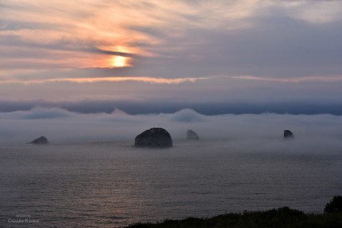 sunset fog oregon coast highway101 redfishrocksmarinereserve