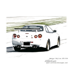 Nissan Skyline GTR R34 #car #carporn #cardrawing #Pencildrawing by www.autozeichnungen.net