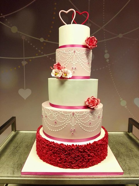 Pink Wedding Cake by Christel Grin Pittet of Grin de sucre