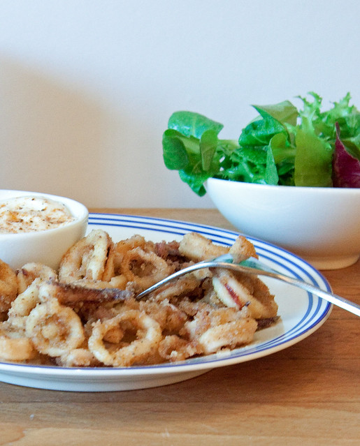 Georgina Ingham Culinary Travels - Photograph Old Bay Fried Squid with Aioli and Salad