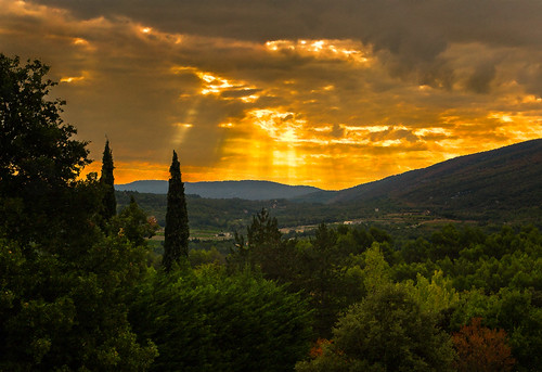france landscape storm provence nature beams scenery luberon sunlight digitalart countryside trees clouds hss