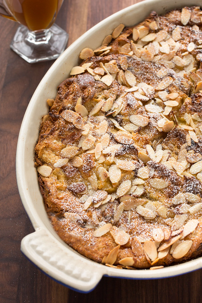 baked panettone french toast in pan