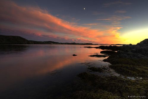 ocean sunset sea sky moon canada water clouds newfoundland landscape bay labrador outdoor shoreline atlantic hdr twillingate