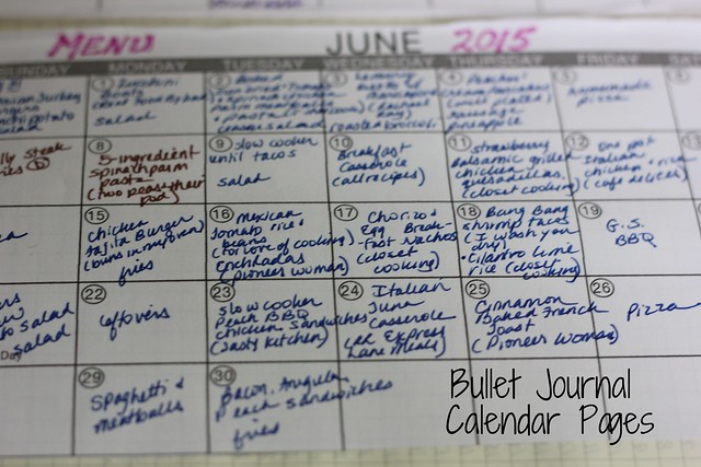 Bullet Journal Calendar Page