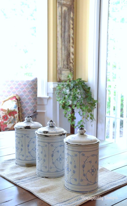 Antique French Enamelware Canisters - Housepitality Designs