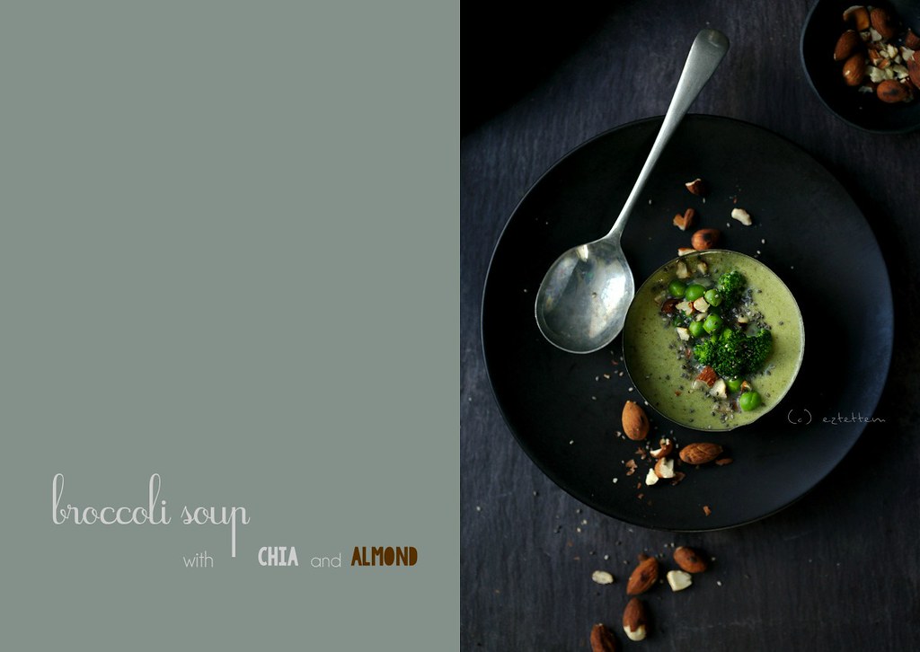 broccoli soup w/ chia and almond