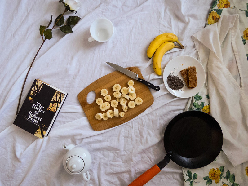 Honey & Chia Yogurt Topped with Honey + Cardamom Pan-Fried Bananas