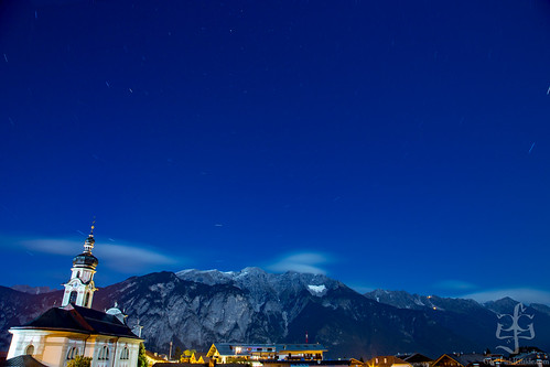 mountains alps night stars austria scenery scenic moonlit moonlight innsbruck startrails götzens
