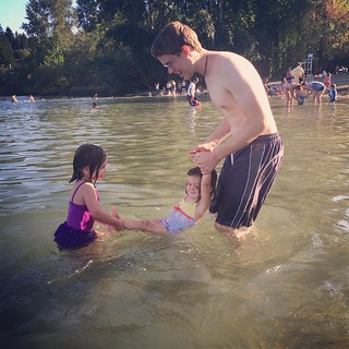 The girls and I go to the lake once a week, but we finally made it there with Daddy! And it was way, way more fun.