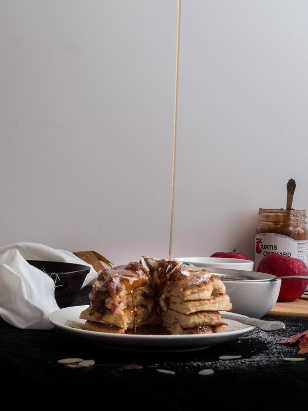 Apple Cider Pancakes with Apple Butter & Roasted Pecans
