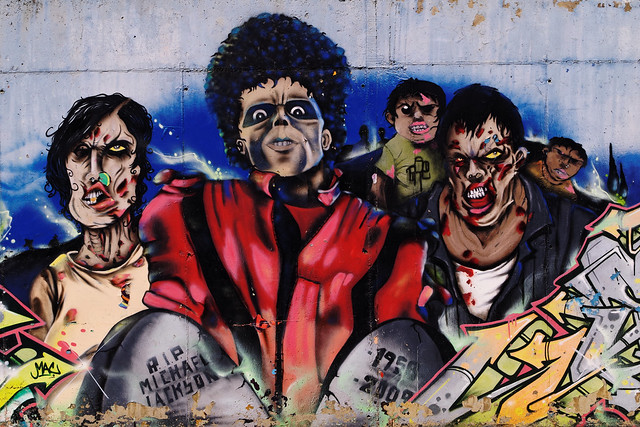 Michael Jackson street art, Calella, Spain