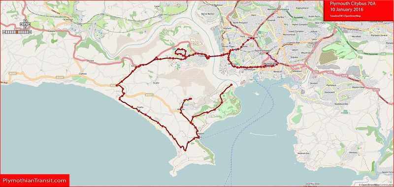 2016 01 10 Plymouth Citybus Route-70A Map.jpg