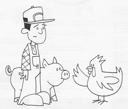To the Pig’s Amazement, Farmer Ted Actually Started to Listen to His Rhode Island Red.