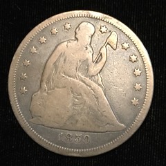 Engraved 1859 Seated Dollar obverse