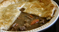 savoury pie, mixed diced beef, diced kidney, fried onion, brown gravy. 