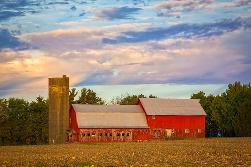barn barns clouds countryside events places silo sky sunrise things