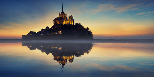 ocean sunset sea sky lake france reflection castle water clouds sunrise river french brittany europe abby tide normandy lemontsaintmichel