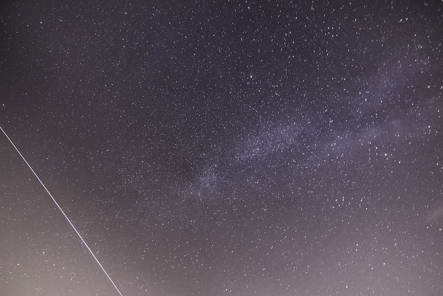 ISS on Perseid meteor shower and northern Milky Way.
