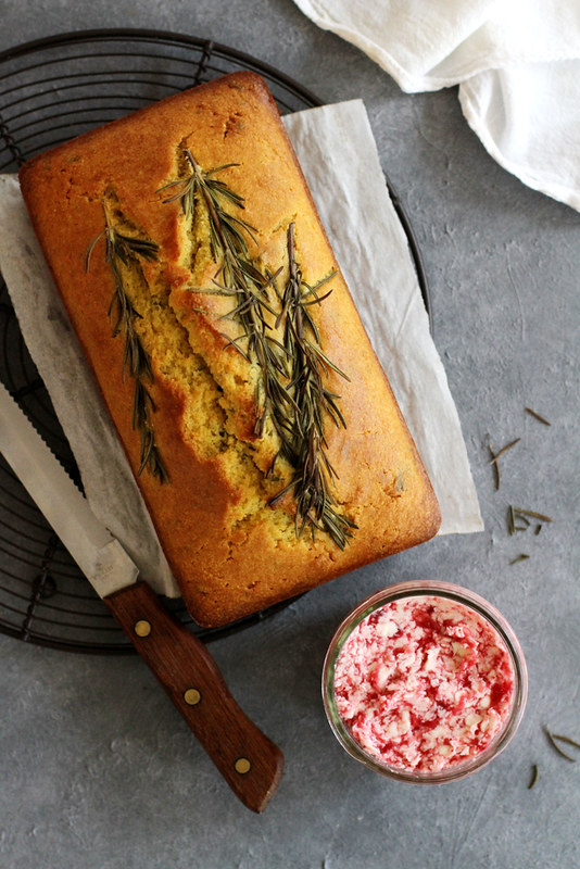 Rosemary Cornmeal Loaf with Lingonberry Butter | www.girlversusdough.com @girlversusdough