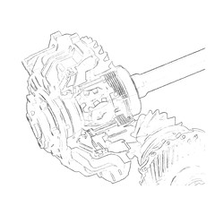 Porsche Electronically controlled rear axle differential - Technical Illustration by www.autozeichnungen.net