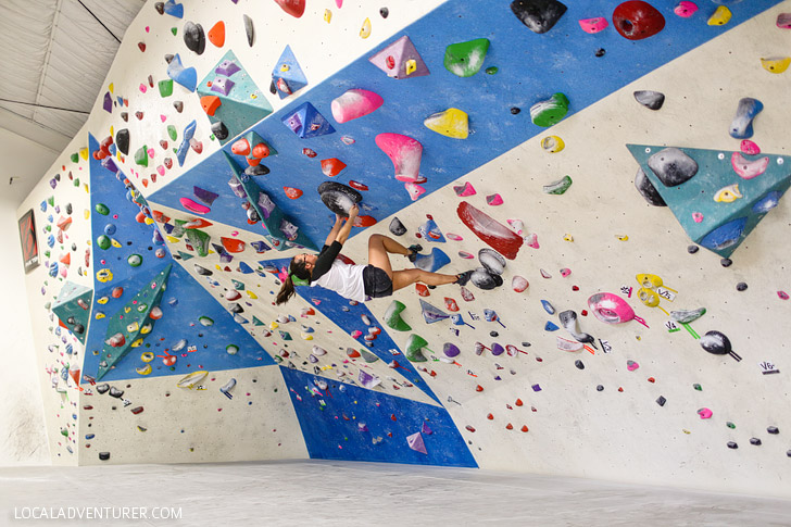 The Grotto is one of San Diego’s newest indoor bouldering, climbing, and yoga gyms. There are over 130 climbs with a wide range of difficulties. In addition to the 7,000 sq. feet of textured climbing surface, there is a yoga studio, showers, social areas, and a gym to help you train.