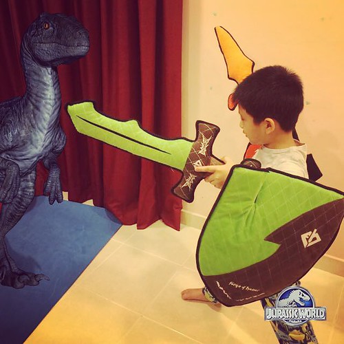 Argh! Raptor in my room!!!! #JurassicWorld! #TheParkIsOpen