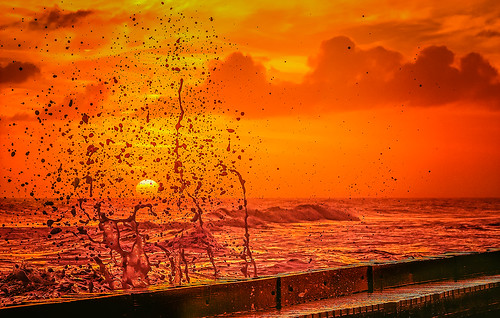 sunset usa sun water evening surf waves crash alabama spray splash thansgiving gulfcoast dauphinisland