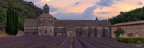 travel sunset panorama france church sunrise landscape europe lavender monk panoramic medieval priest provence gordes southoffrance goldenhour sénanqueabbey nikond810 schneiderpctssuperangulon50mmf28lens