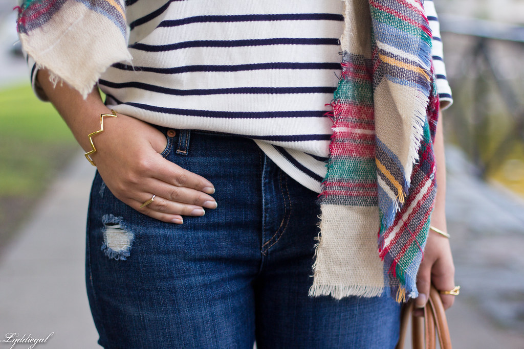 yoga jeans, striped shirt, plaid blanket scarf-9.jpg