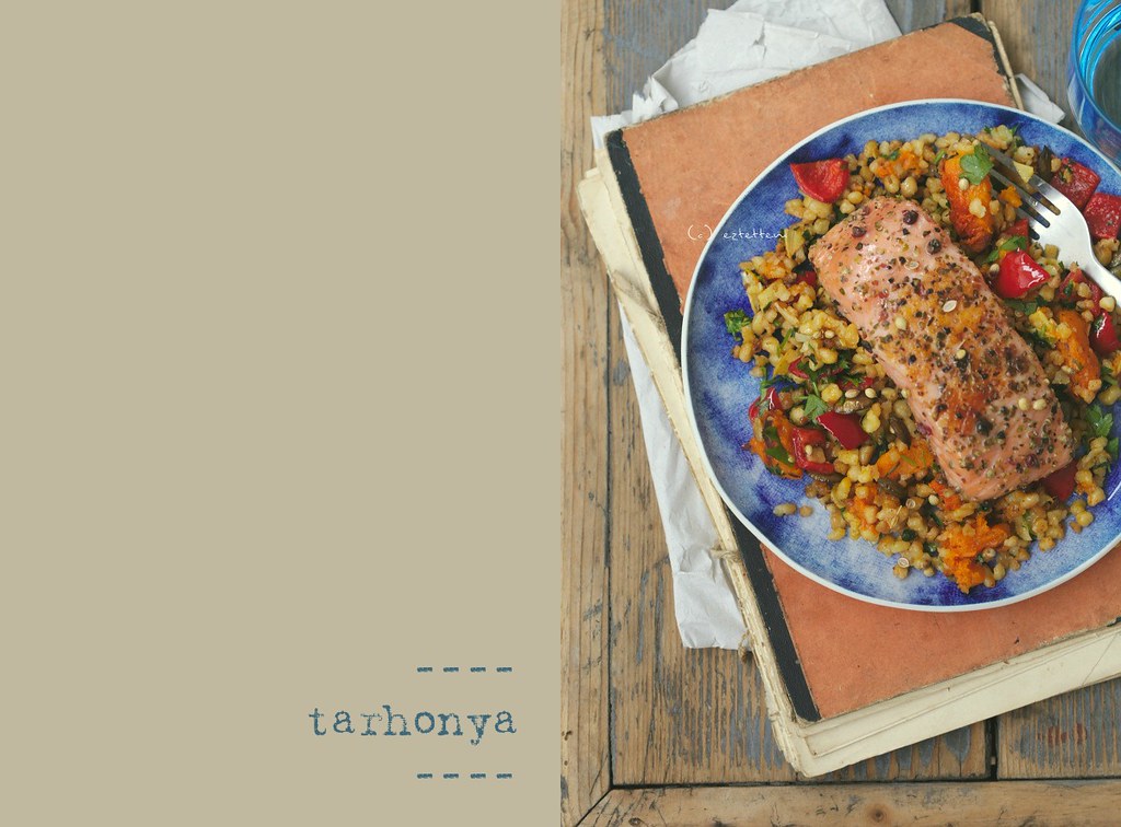 spicy coucous with roasted salmon