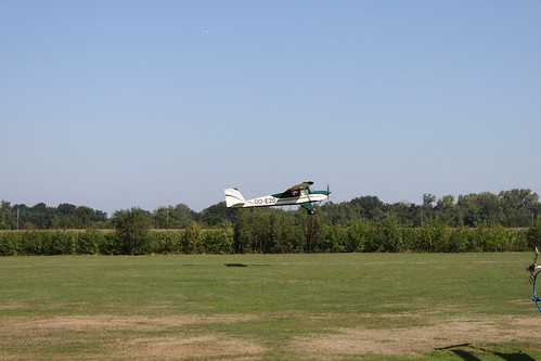 airplane landing on grass