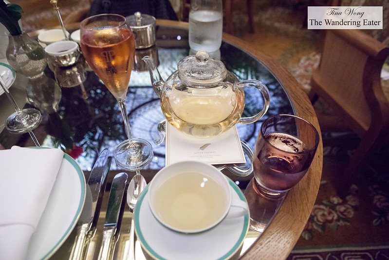 Silver Needles Grand Cru tea from Palais des Thés and Veuve Cliquot Brut Rosé Champagne