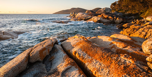 ocean seascape water sunrise landscape coast rocks shoreline australia tasmania waterscape bicheno