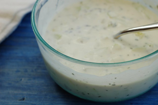 Raita - cucumber and yogurt sauce with herbs by Eve Fox, the Garden of Eating, copyright 2015