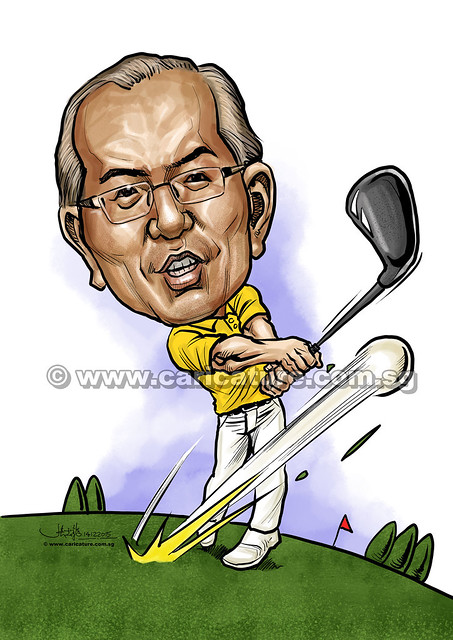 Golfer digital caricature for Mastercard