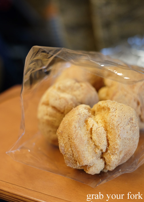 Sugar-covered sakura donut at Hiroshima station