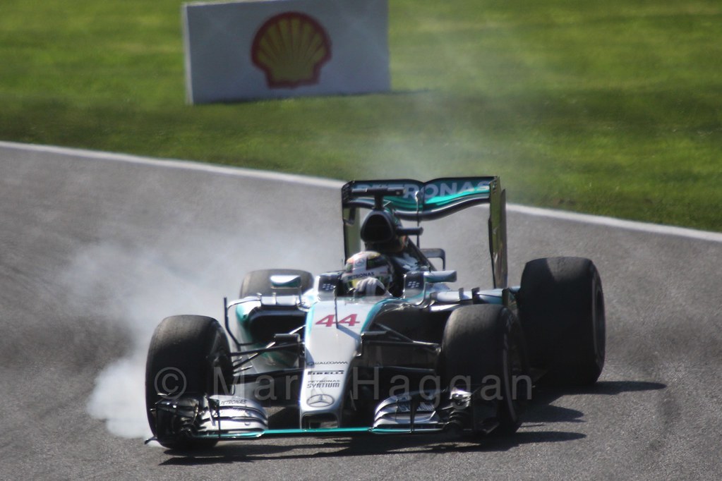 Lewis Hamilton locks up in Free Practice 3 at the 2015 Belgian Grand Prix
