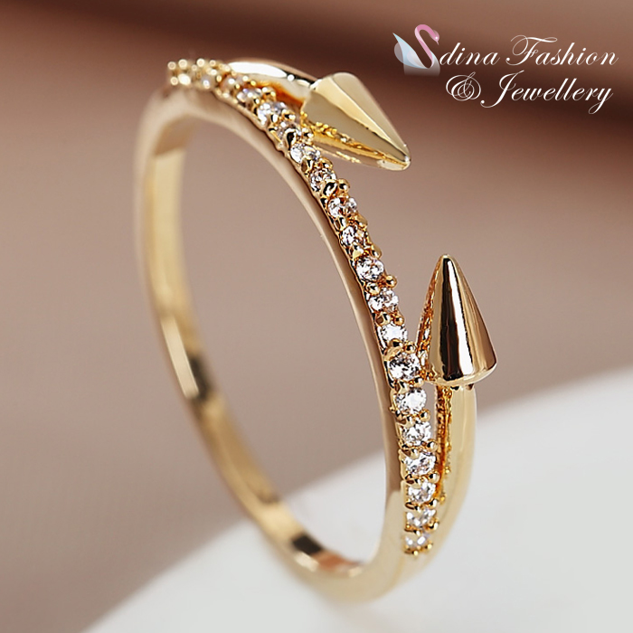 18K White Gold Plated Simulated Diamond Studded Stylish Split Band Ring