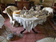 Lanhydrock, Devon. Table set for afternoon tea.
