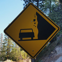 (n.) risk; peril
(v.) expose to danger or       harm; to gamble

It is a hazard to go driving near rockslides.