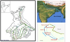 चित्र 2 भारत में यमुना नदी का बेसिन एवं उसके निकारे बसे कुछ शहर