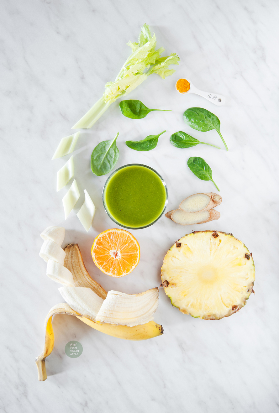 Green smoothie with sea buckthorn mousse