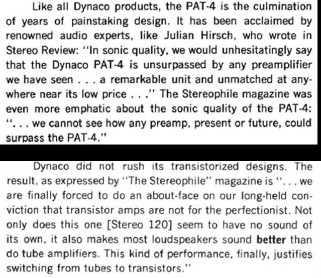 Dynaco Stereophile quotes ca 1971